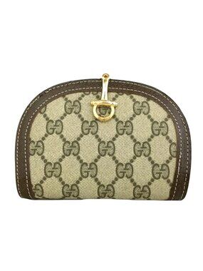 Authentic Vintage Gucci GG Monogram Horsebit Pouch / Cosmetic Bag